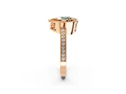 Halo Engagement Ring Setting for Fancy Green Heart-Shaped Center with Milgrain Halo, Pave Band and Prong Head in Rose Gold