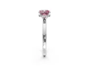 Hidden Halo Engagement Ring Setting for Fancy Pink Cushion Cut Center with Plain Band and Tall Prong Head in Platinum