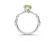 Solitaire Engagement Ring Setting for Fancy Yellow Cushion Cut Center with Bamboo Band and Prong Head in Platinum