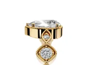 Vintage Station Engagement Ring Setting for Pear-Shaped Center with Accents and Prong Head in Yellow Gold