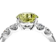 5 Stone Engagement Ring Setting for Fancy Yellow Round Cut Center with Plain Band and Prong Head in Sterling Silver