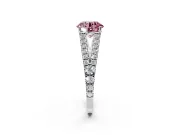 Solitaire Engagement Ring Setting for Fancy Pink Round Cut Center with Pave Split Shank and Prong Head in Platinum