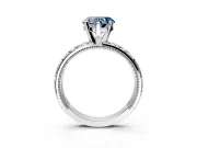 Solitaire Engagement Ring Setting for Fancy Blue Heart-Shaped Center with XO Engraved Band and Prong Head in Sterling Silver