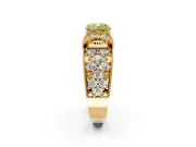 Pave Engagement Ring Setting for Fancy Yellow Cushion Cut Center with Curved Accent Rows, Openwork and Prong Head in Yellow Gold