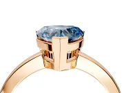 Solitaire Engagement Ring Setting for Fancy Blue Heart-Shaped Center with Plain Band and Flat Tab Prong Head in Rose Gold