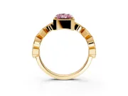 Milgrain Bezel Engagement Ring Setting for Fancy Pink Radiant Cut Center with Marquise Stations and Bezel Head in Yellow Gold