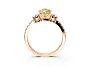 3 Stone Engagement Ring Setting for Fancy Yellow Pear-Shaped Center with Round Cut Side Accents and Prong Head in Rose Gold