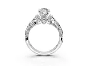 Solitaire Engagement Ring Setting for Marquise Center with Filigree Accent Basket and Prong Head in Platinum