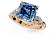 Solitaire Engagement Ring Setting for Fancy Blue Asscher Cut Center with Marquise Accent Twist Band and Prong Head in Rose Gold
