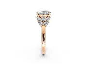 Leaf Cluster Engagement Ring Setting for Oval Center with Marquise Accents and Prong Head in Rose Gold