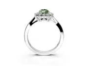 Starburst Halo Engagement Ring Setting for Fancy Green Pear-Shaped Center with Flat Cathedral Band and Prong Head in Platinum