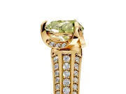 Solitaire Engagement Ring Setting for Fancy Yellow Heart-Shaped Center with Accented Split Shank and Prong Head in Yellow Gold