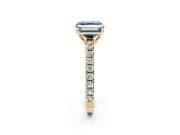 Solitaire Engagement Ring Setting for Fancy Blue Asscher Cut Center with Large Accent Band and Prong Head in Yellow Gold