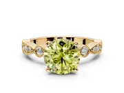 Solitaire Engagement Ring Setting for Fancy Yellow Round Cut Center with Milgrain Bezel Accents and Prong Head in Yellow Gold