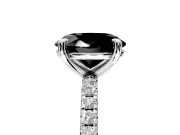 Solitaire Engagement Ring Setting for Fancy Black Oval Center with Fine Pave Narrow Band and Prong Head in Platinum