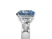 5 Stone Engagement Ring Setting for Fancy Blue Radiant Cut Center with Plain Band and Prong Head in White Gold
