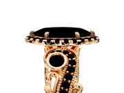 Milgrain Halo Engagement Ring Setting for Fancy Blue Marquise Center with Shoulder Bezels and Prong Head in Rose Gold