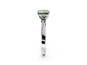 Side Accent Engagement Ring Setting for Fancy Green Princess Cut Center with Accent Shoulders and Prong Head in Sterling Silver