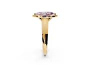 Halo Engagement Ring Setting for Fancy Pink Marquise Center with Knife Ridge Cathedral Band and Prong Head in Yellow Gold