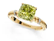 Rope Engagement Ring Setting for Fancy Yellow Cushion Cut Center with Accent Shoulders and Prong Head in Yellow Gold