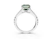 Solitaire Engagement Ring Setting for Fancy Green Asscher Cut Center with Pave Split Shank and Prong Head in Platinum