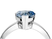 Solitaire Engagement Ring Setting for Fancy Blue Heart-Shaped Center with Plain Band and Flat Tab Prong Head in White Gold
