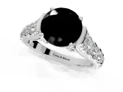 Solitaire Engagement Ring Setting for Fancy Black Round Cut Center with Pave Cathedral Shoulders and Prong Head in Platinum