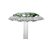 Halo Engagement Ring Setting for Fancy Green Marquise Center with Plain Tapered Band and Prong Head in White Gold