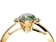 3 Stone Engagement Ring Setting for Fancy Green Marquise Center with Low-Set Round Cut Accents and Prong Head in Yellow Gold