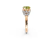 Leaf Cluster Engagement Ring Setting for Fancy Yellow Round Cut Center with Marquise Accents and Prong Head in Rose Gold