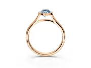 Solitaire Engagement Ring Setting for Fancy Blue Marquise Center with V Split Shank and Bezel Head in Rose Gold