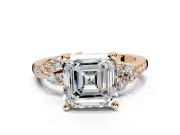 Solitaire Engagement Ring Setting for Asscher Cut Center with Marquise Accent Twist Band and Prong Head in Rose Gold