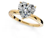 Solitaire Engagement Ring Setting for Heart-Shaped Center with Plain Band and Tulip Prong Head in Yellow Gold