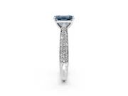 Solitaire Engagement Ring Setting for Fancy Blue Emerald Cut Center with Multi-Row Accents and Prong Head in Sterling Silver