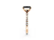 Solitaire Engagement Ring Setting for Fancy Black Radiant Cut Center with Pave Accents and Prong Head in Rose Gold