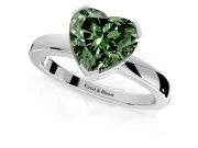 Solitaire Engagement Ring Setting for Fancy Green Heart-Shaped Center with Plain Band and Flat Tab Prong Head in Platinum