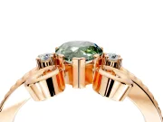 Solitaire Engagement Ring Setting for Fancy Green Pear-Shaped Center with Twisted Band and Scroll Prong Head in Rose Gold