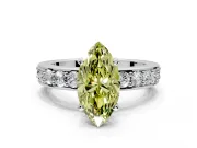 Solitaire Engagement Ring Setting for Fancy Yellow Marquise Center with Channel-Set Accents and Prong Head in Platinum