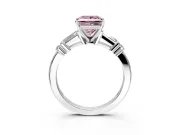 Bar-Set Engagement Ring Setting for Fancy Pink Princess Cut Center with Tapered Baguette Accents and Prong Head in White Gold
