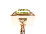 Halo Engagement Ring Setting for Fancy Yellow Princess Cut Center with Milgrain Rim, Pave Band and Prong Head in Rose Gold