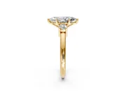 3 Stone Engagement Ring Setting for Marquise Center with Wide Plain Band and Prong Head in Yellow Gold