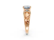Solitaire Engagement Ring Setting for Fancy Blue Princess Cut Center with Filigree Accent Basket and Prong Head in Rose Gold