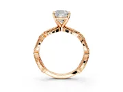 Solitaire Engagement Ring Setting for Cushion Cut Center with Marquise Panel Band and Prong Head in Rose Gold