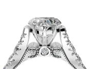 Solitaire Engagement Ring Setting for Heart-Shaped Center with Pave Cathedral Shoulders and Prong Head in White Gold
