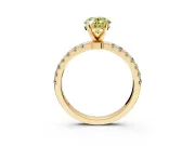 Open Basket Engagement Ring Setting for Fancy Yellow Oval Center with Pave Band and Prong Head in Yellow Gold