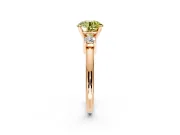 3 Stone Engagement Ring Setting for Fancy Yellow Round Cut Center with Wide Plain Band and Prong Head in Rose Gold