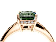 Solitaire Engagement Ring Setting for Fancy Green Radiant Cut Center with Channel-Set Accent Band and Prong Head in Rose Gold