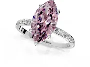 Solitaire Engagement Ring Setting for Fancy Pink Marquise Center with Pave Accents and Prong Head in Platinum