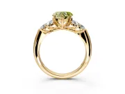 Cluster Engagement Ring Setting for Fancy Yellow Heart-Shaped Center with Round Cut Accent Frame and Prong Head in Yellow Gold