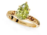 Solitaire Engagement Ring Setting for Fancy Yellow Pear-Shaped Center with XO Engraved Band and Prong Head in Yellow Gold